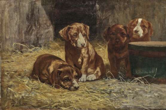 John Henry Dolph - Vier Hundewelpen - Foto 1