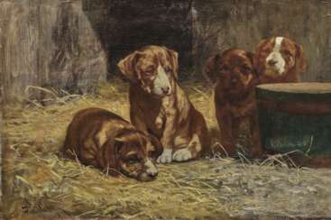 John Henry Dolph - Vier Hundewelpen 