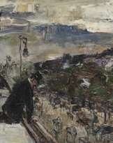 Lesser Ury - On the balcony of Café Bauer, Berlin. 1889