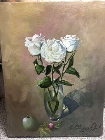 Painting “Roses”, Canvas on the subframe, See description, 2019 - photo 1