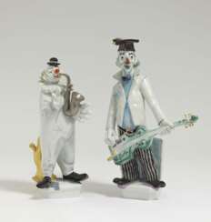 Zwei Clowns (Saxophonspieler und Gitarrist) Meissen, Peter Strang, 1987 und 1989 