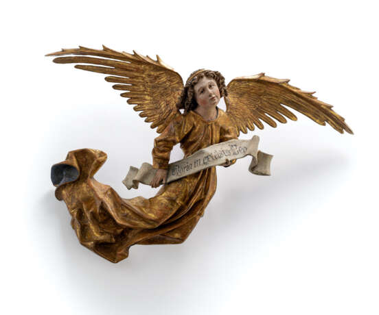 Gotischer geflügelter Engel mit Schriftband - фото 1