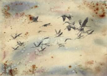 Oh, wild geese were flying. Drawing, handmade, 2020 Author - Mishareva Natalia