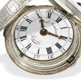 Taschenuhr: feine Doppelgehäuse-Spindeluhr mit außergewöhnlicher Gehäusedekoration, bedeutender Uhrmacher, Paul Rimbault London , Hallmarks 1765 - photo 3