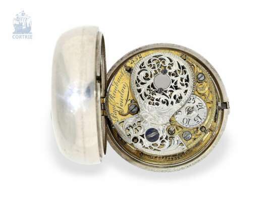 Taschenuhr: feine Doppelgehäuse-Spindeluhr mit außergewöhnlicher Gehäusedekoration, bedeutender Uhrmacher, Paul Rimbault London , Hallmarks 1765 - Foto 5