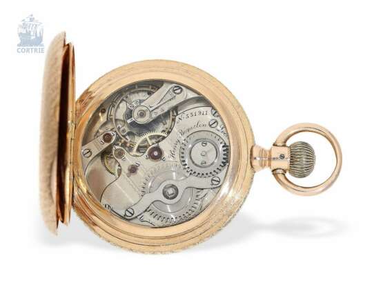 Taschenuhr: besonders schweres, rotgoldenes Ankerchronometer, Henry Beguelin Locle, verkauft durch Eugene Karecker Lindau, mit Originalbox, ca.1885 - Foto 5