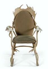 A WHITE PAINTED METAL ANTLER-FORM ARMCHAIR
