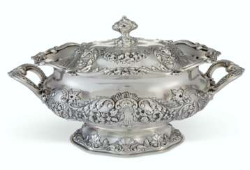 AN AMERICAN SILVER TWO-HANDLED SOUP TUREEN AND COVER
