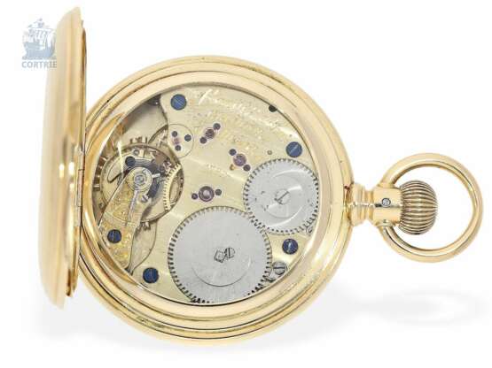 Taschenuhr: frühe, schwere A. Lange & Söhne Glashütte Goldsavonnette in Qualität 1A, Glashütte 1884, mit Stammbuchauszug - Foto 3