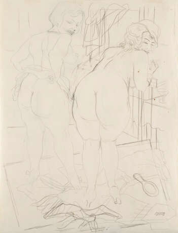 George Grosz. Zwei Aktmodelle im Studio des Künstlers (recto e verso) 1927 - Foto 1
