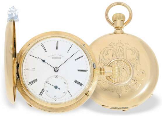 Taschenuhr: schweres hochfeines A. Lange & Söhne Ankerchronometer mit Patentrücker, Glashütte 1883, mit Stammbuchauszug - Foto 1