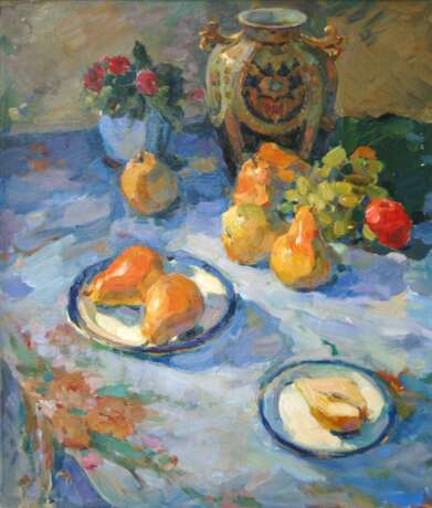Painting “Still life with pears.”, Canvas on the subframe, Oil paint, Realist, Still life, 2008г - photo 1