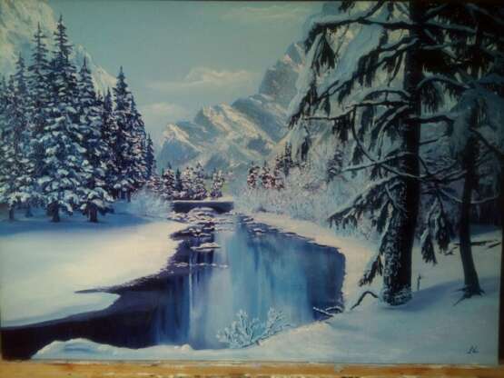 Design Painting “Winter river”, Cardboard, Oil paint, Realist, Landscape painting, 2015 - photo 1
