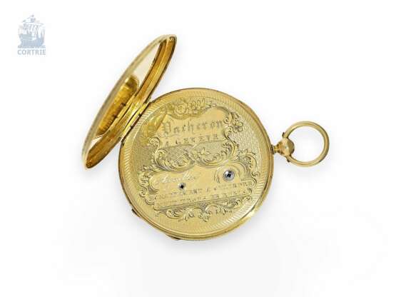 Taschenuhr: exquisite, super flache Gold/Emaille-Taschenuhr Vacheron Geneve, um 1835, eine der frühesten Uhren der weltberühmten Firma, No.686 - photo 5