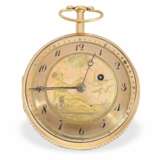 Taschenuhr: große französische Schlagwerks-Uhr mit seltenem Schlagwerk mit "Carillon" und außergewöhnlichem Goldzifferblatt, ca. 1820 - photo 1