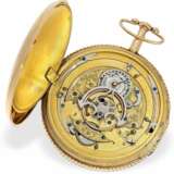 Taschenuhr: große französische Schlagwerks-Uhr mit seltenem Schlagwerk mit "Carillon" und außergewöhnlichem Goldzifferblatt, ca. 1820 - фото 5