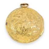 Taschenuhr: ausgesprochen schöne, ganz frühe schottische Repoussé-Doppelgehäuse-Spindeluhr in 22K Gold, bedeutender Uhrmacher, Norman Macpherson Edinburgh, 1736 - photo 1