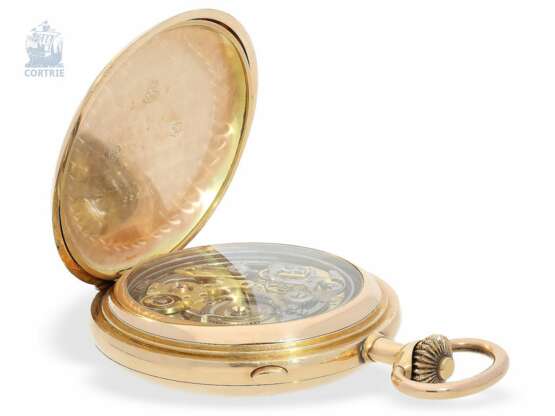 Taschenuhr: besonders schwere, extrem rare Goldsavonnette mit Minutenrepetition "CARILLON CATHEDRALE" und Chronograph, Schweiz um 1900 - photo 5