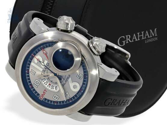 Armbanduhr: Graham "Swordfish Grillo GMT Alarm" Ref. 2SWASGMT in Edelstahl, Originalbox, Originalpapiere, Neupreis ca.9.000€ - Foto 1