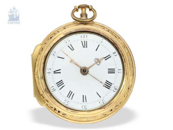 Taschenuhr: prächtige Doppelgehäuse Karossenuhr mit "Grande Sonnerie"-Viertelstundenselbstschlag und Zentralsekunde, Benjamin Ward London No.1202 um 1780, gefertigt für den chinesischen Markt - photo 1