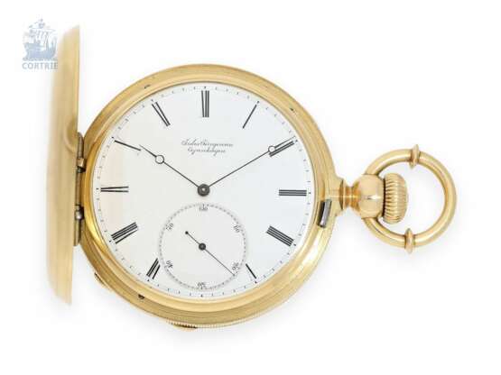 Taschenuhr: schweres und hochfeines Jules Jürgensen Copenhagen Taschenchronometer mit Chronometerhemmung und patentierter Bügel-Zeigerstellung, No.11484, ca.1875 - photo 1