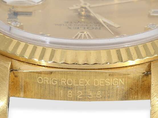 Armbanduhr: vintage Rolex Day-Date Ref. 18238 mit originalem Diamantzifferblatt, Originalpapieren und Originalbox, 1988 - photo 3