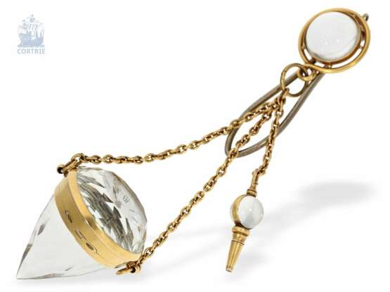 Anhängeuhr/Chatelaine: extrem rare Bergkristall Chatelaineuhr in Gold, Charles Oudin, Elève de Breguet, H.er De S. M. L'Imperatrice , Palais Royal 52, (Paris) um 1850 - photo 4