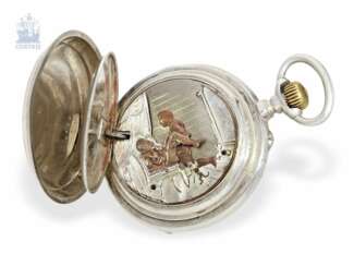 Taschenuhr: seltene Taschenuhr mit verstecktem erotischen Figurenautomat, Schweiz um 1890