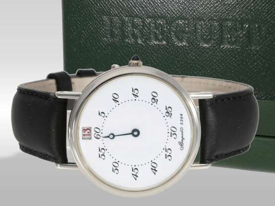 Armbanduhr: hochfeine, automatische Breguet "Souscription Jump Hour" Platin, Ref.3420 mit Emaillezifferblatt, Box und Zertifikat, 1990er Jahre - Foto 1