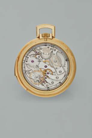 Patek Philippe. PATEK PHILIPPE, 18K GOLD, OPENFACE, MINUTE REPEATING WATCH WITH LINEAR OR "AMERICAN" PERPETUAL CALENDAR AND MOON PHASES, REF. 843 - фото 4