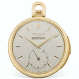 Patek Philippe. PATEK PHILIPPE, 18K GOLD, OPEN-FACE, MINUTE REPEATING PERPETUAL CALENDAR POCKET WATCH WITH DIGITAL DISPLAY AND UP/DOWN INDICATION, REF. 699-2 - фото 1