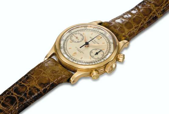 Patek Philippe. PATEK PHILIPPE, 18K PINK GOLD, CHRONOGRAPH, TWO-TONE DIAL, RETAILED BY SERPICO Y LAINO, CARACAS, REF. 1463 - фото 2