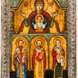 Gottesmutter des Zeichens mit Hl. Basilius, Gregor, Johannes - фото 1