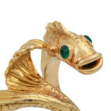 Ring "Fisch" mit 2 Smaragdcabochons als Augen, - Foto 4