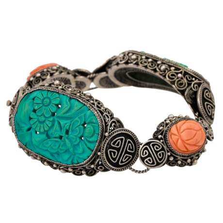 Armband mit Türkis und Koralle, - Foto 1