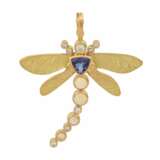 Clip-Anhänger "Libelle" mit Tansanit, Opalen und Brillanten, zusammen ca. 0,15 ct, - фото 1