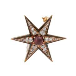 Brosche "Stern" mit Sterngranat und Diamanten