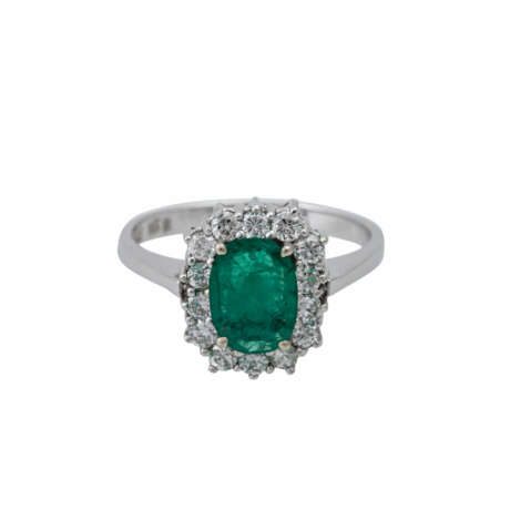 Ring mit Smaragd (transluzent) und Brillanten - фото 2
