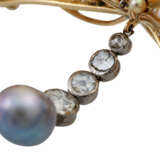 Brosche/Colliereinhänger "Schleife" mit Perlen und Diamantrosen, - photo 6
