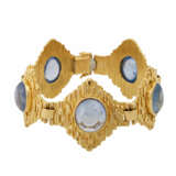 Armband mit 5 ovalen hellblauen Saphircabochons - Foto 1