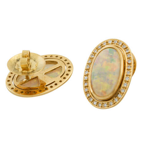Ohrringe mit ovalen Opalen entouriert von Brillanten, - Foto 3