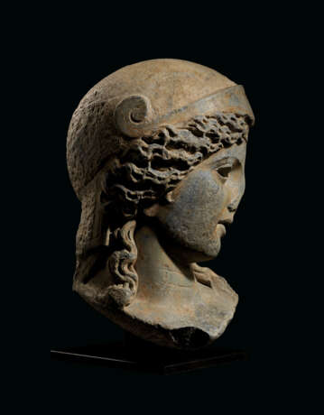 A MONUMENTAL ROMAN GREY MARBLE HEAD OF MINERVA - photo 3
