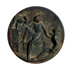 A GREEK BRONZE MIRROR COVER