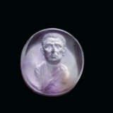 A ROMAN PALE AMETHYST RINGSTONE WITH MALE PORTRAIT BUST - photo 1