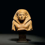 AN EGYPTIAN YELLOW LIMESTONE BUST OF AN OFFICIAL - photo 1