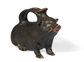 A GREEK BLACK-GLAZED BOAR ASKOS