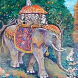 Gemälde „Auf einem Elefanten“, Leinwand auf dem Hilfsrahmen, Ölfarbe, Animalistisches, 2020 - Foto 1