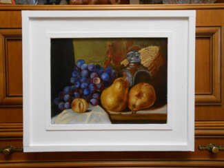 "Still life with pear and grapes"