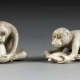 ZWEI NETSUKE IN FORM VON AFFEN - photo 1