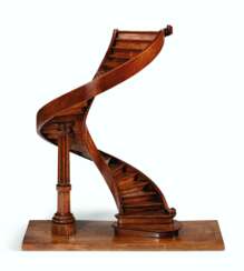 A WALNUT AND OAK FLYING STAIRCASE MAQUETTE